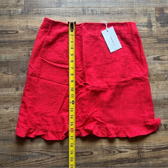 Ghanda Cotton Red Skirt Womens Size 10 Frill Hem Mini Lined Summer NWT - Picture 2 of 6